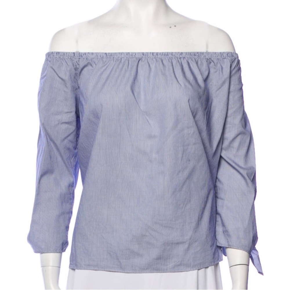 Reformation Off Shoulder Striped Blouse Sz L